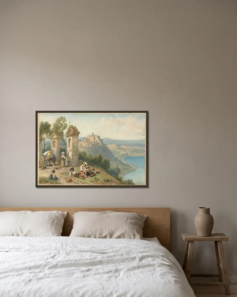 View of Castel Gandolfo av Myles Birket Foster inramad på en vägg