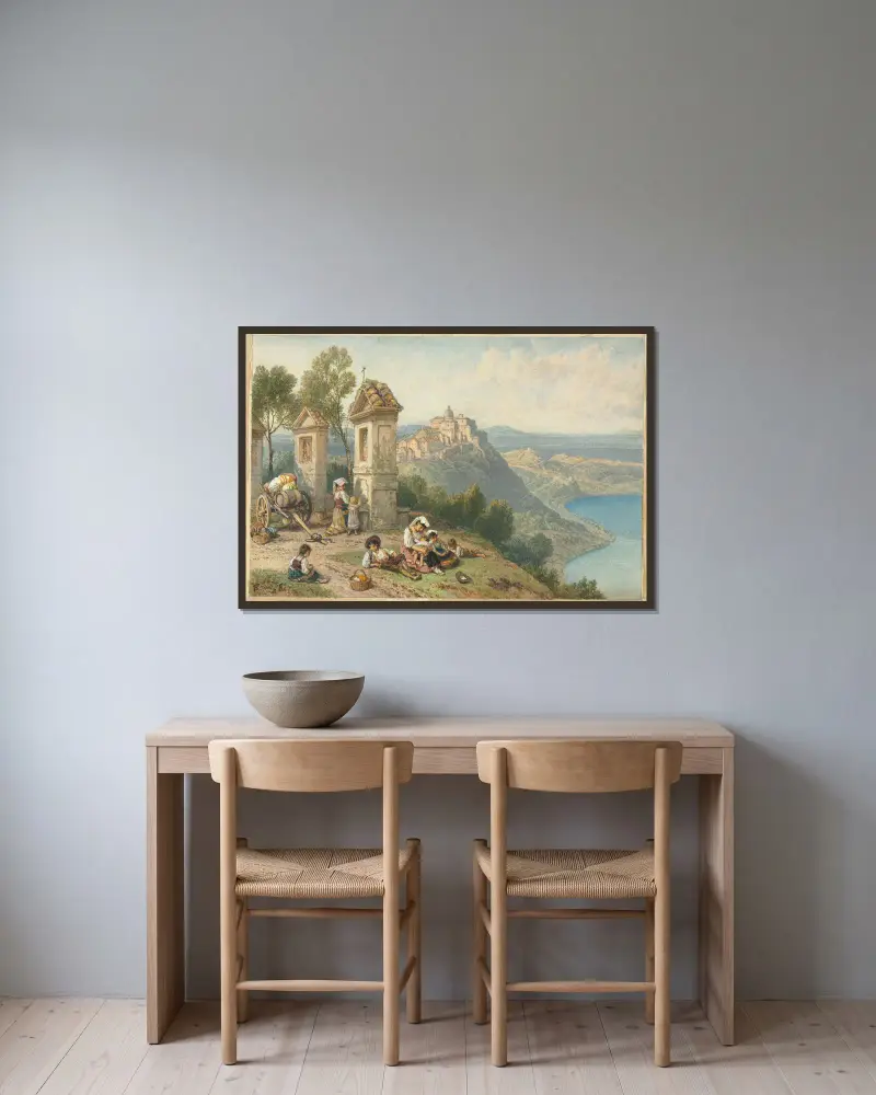 View of Castel Gandolfo av Myles Birket Foster inramad på en vägg
