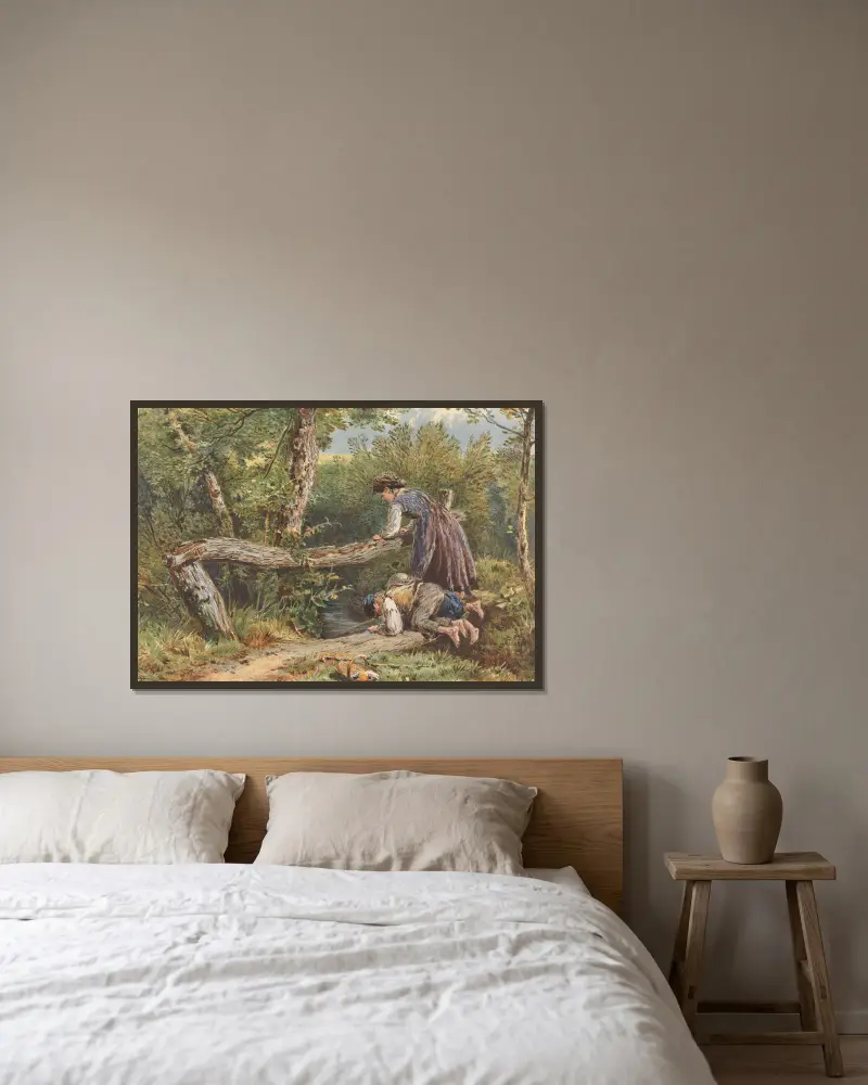 Junge Fischer von Myles Birket Foster gerahmt an einer Wand