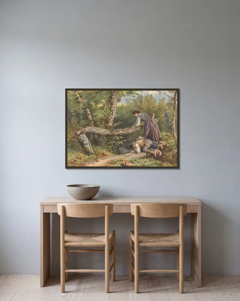 Junge Fischer von Myles Birket Foster gerahmt an einer Wand