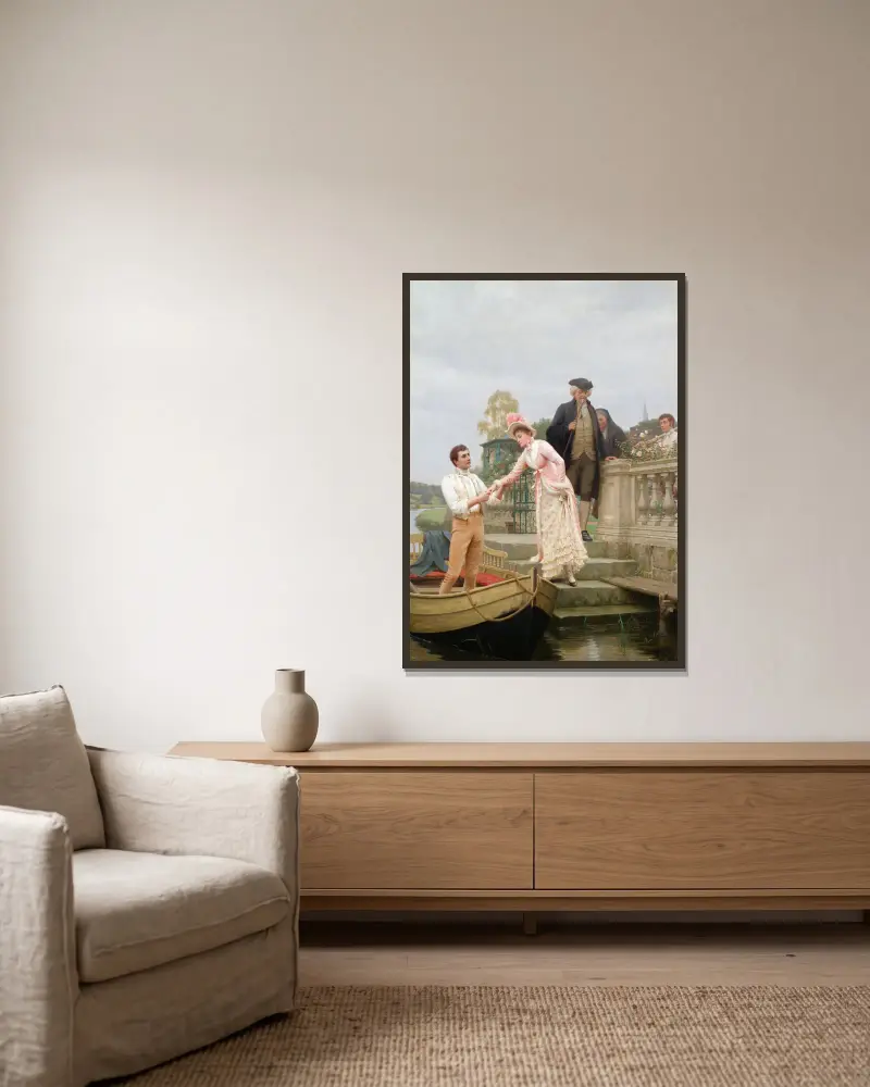 Leg deine süße Hand in meine und vertraue mir von Edmund Blair Leighton gerahmt an einer Wand
