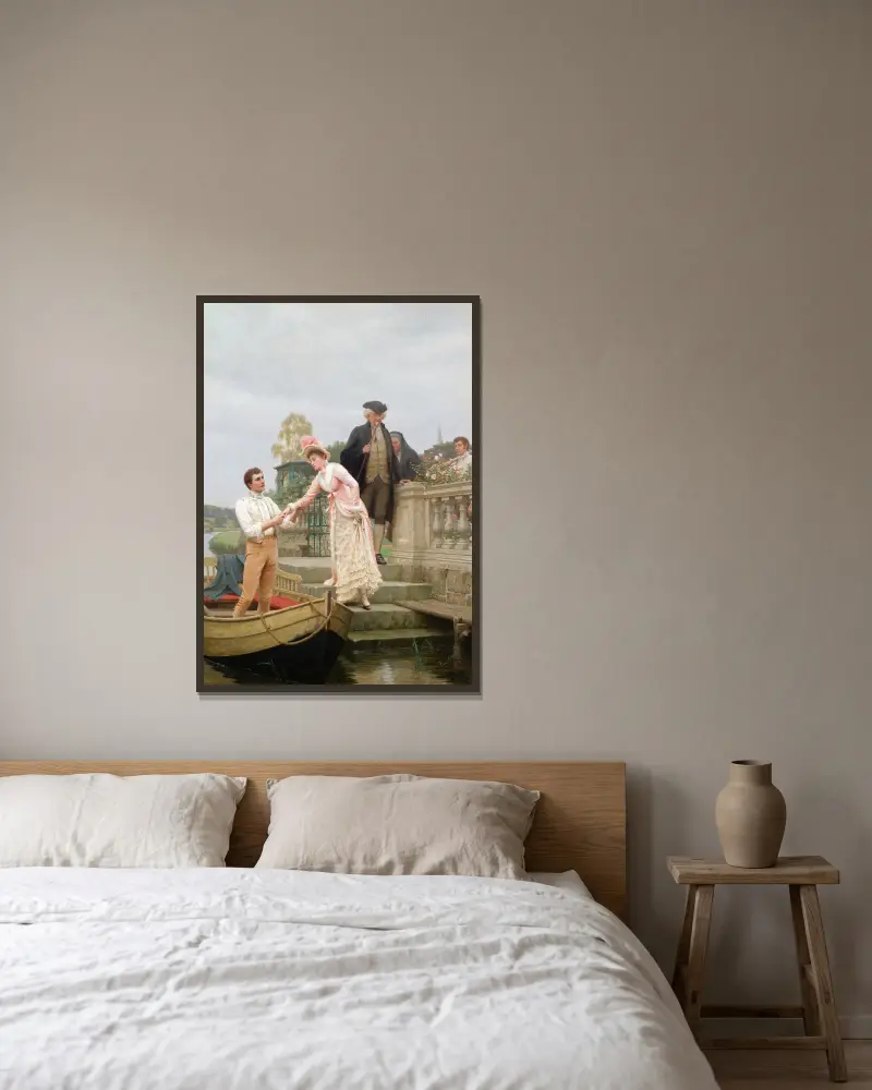 Leg deine süße Hand in meine und vertraue mir von Edmund Blair Leighton gerahmt an einer Wand
