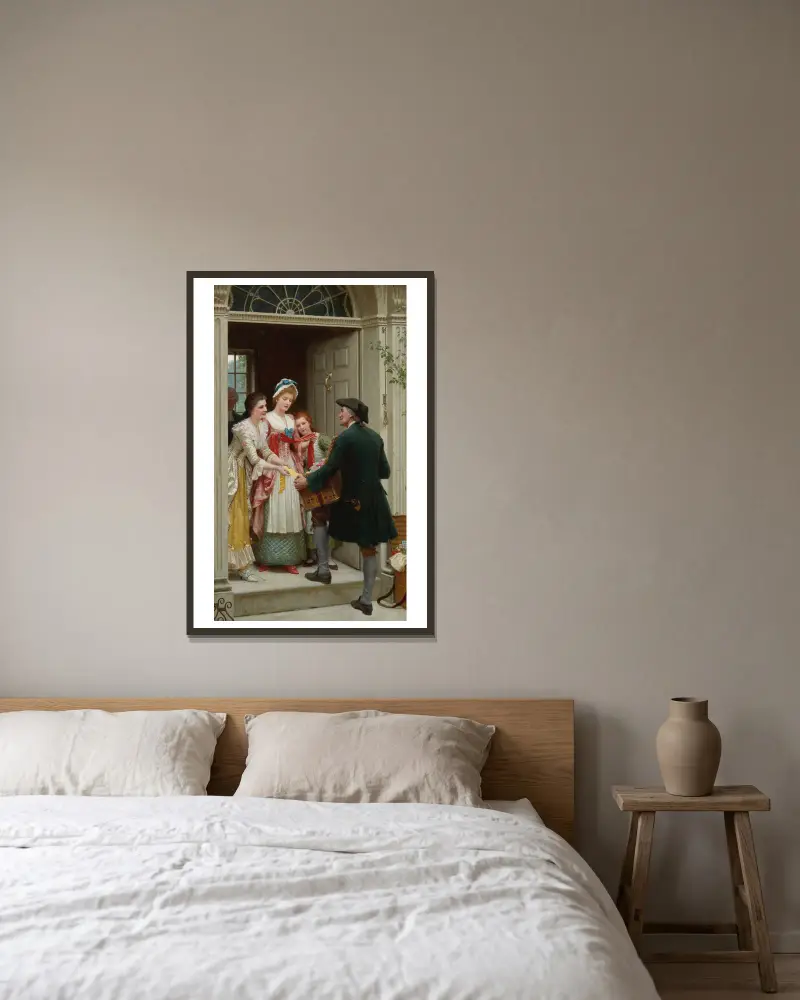 Bänder und Spitzen für sehr hübsche Gesichter von Edmund Blair Leighton gerahmt an einer Wand