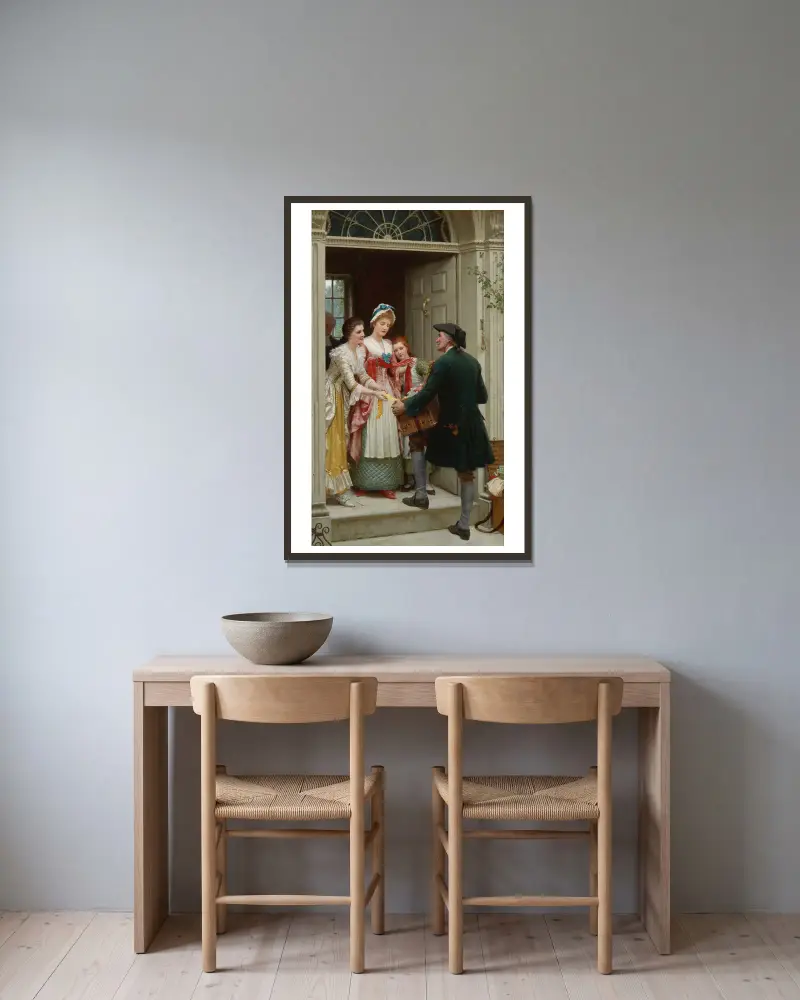 Bänder und Spitzen für sehr hübsche Gesichter von Edmund Blair Leighton gerahmt an einer Wand