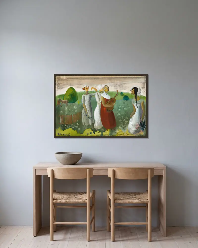 La vieille Russie av Boris Grigoriev inramad på en vägg