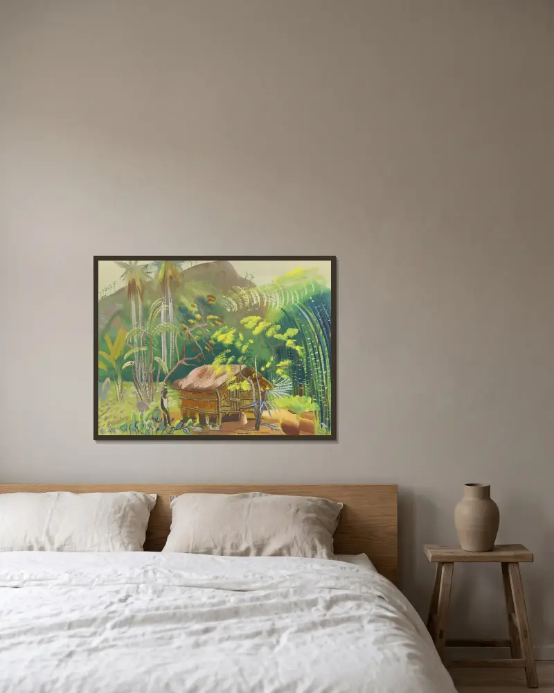 Native Hut, Brazil av Boris Grigoriev inramad på en vägg