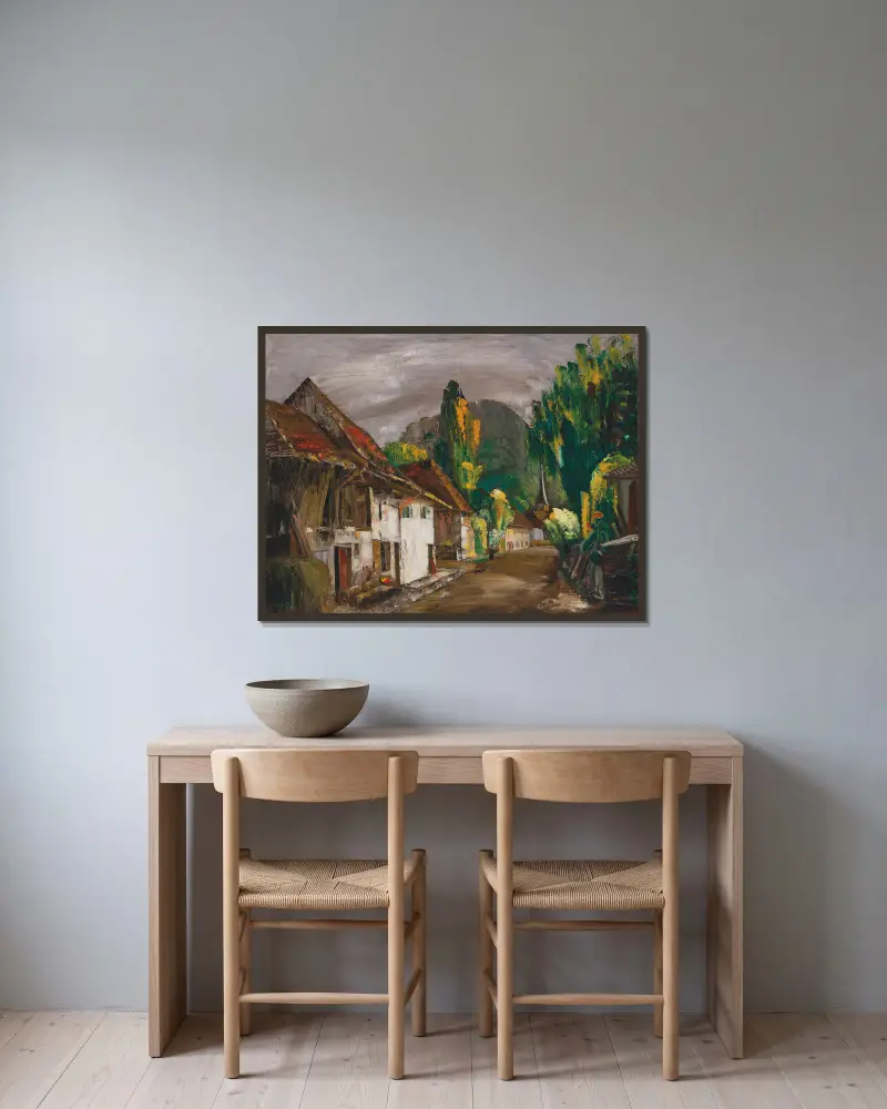 Paysage. Haute-Savoie av Boris Grigoriev inramad på en vägg