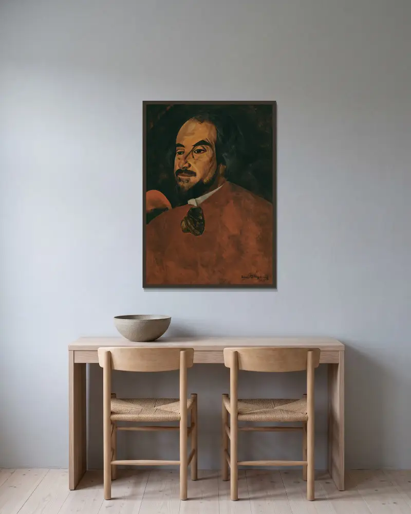 Porträtt av en skådespelare, sagd vara Nikolaj Alexandrov av Boris Grigoriev inramad på en vägg