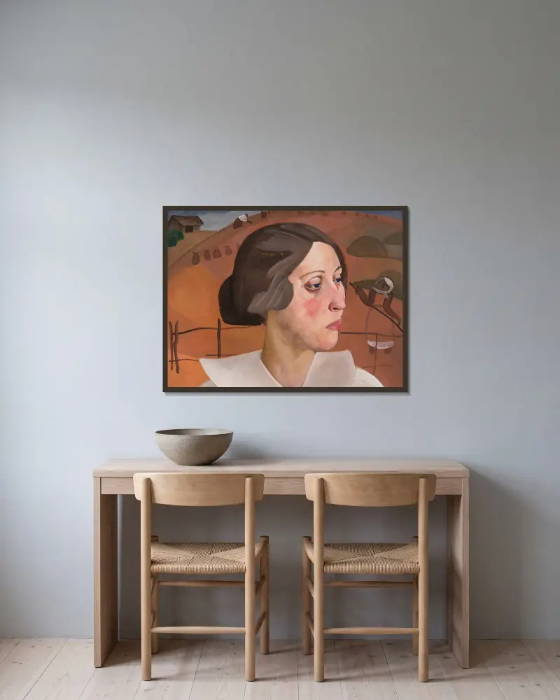 Portrait of Sasha av Boris Grigoriev inramad på en vägg
