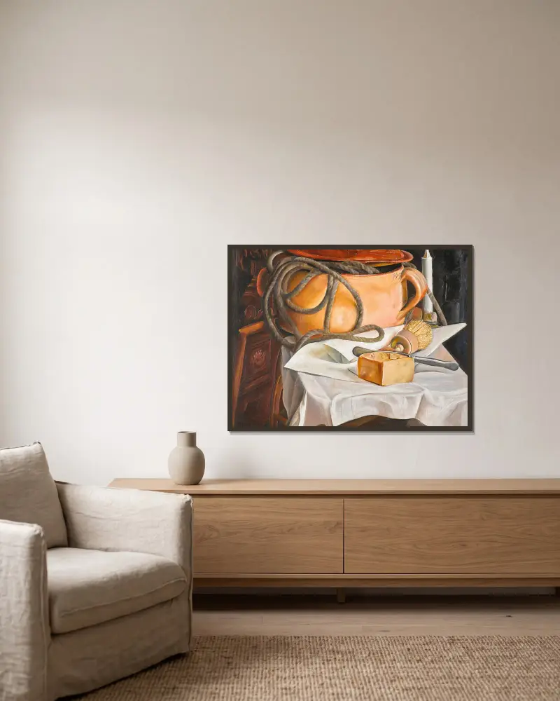 Zátiší se svíčkou, Boris Grigoriev v rámu na stěně