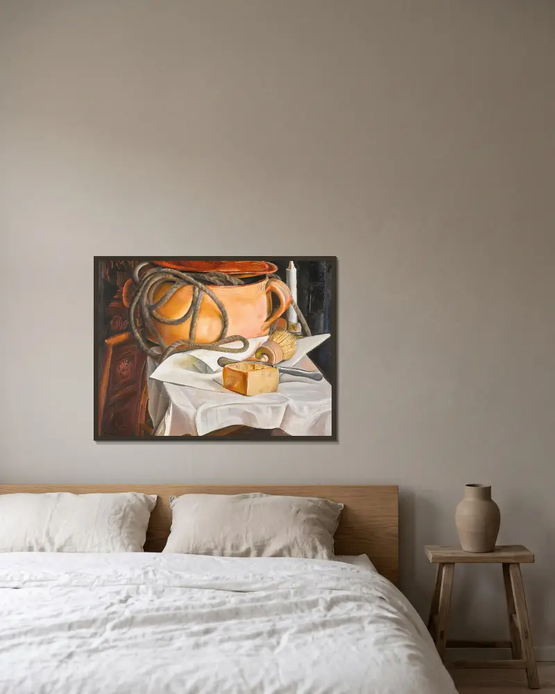 Zátiší se svíčkou, Boris Grigoriev v rámu na stěně