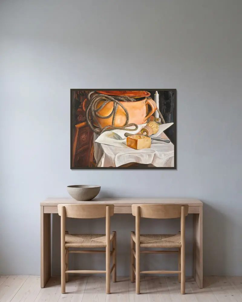 Zátiší se svíčkou, Boris Grigoriev v rámu na stěně