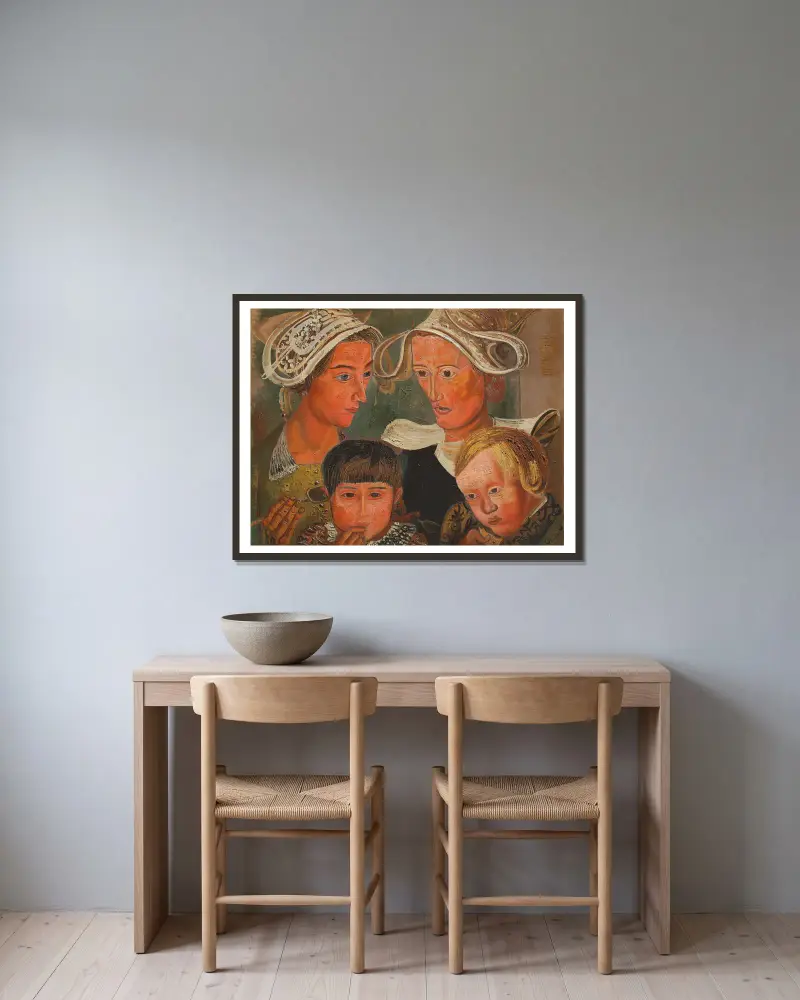 Two mothers av Boris Grigoriev inramad på en vägg
