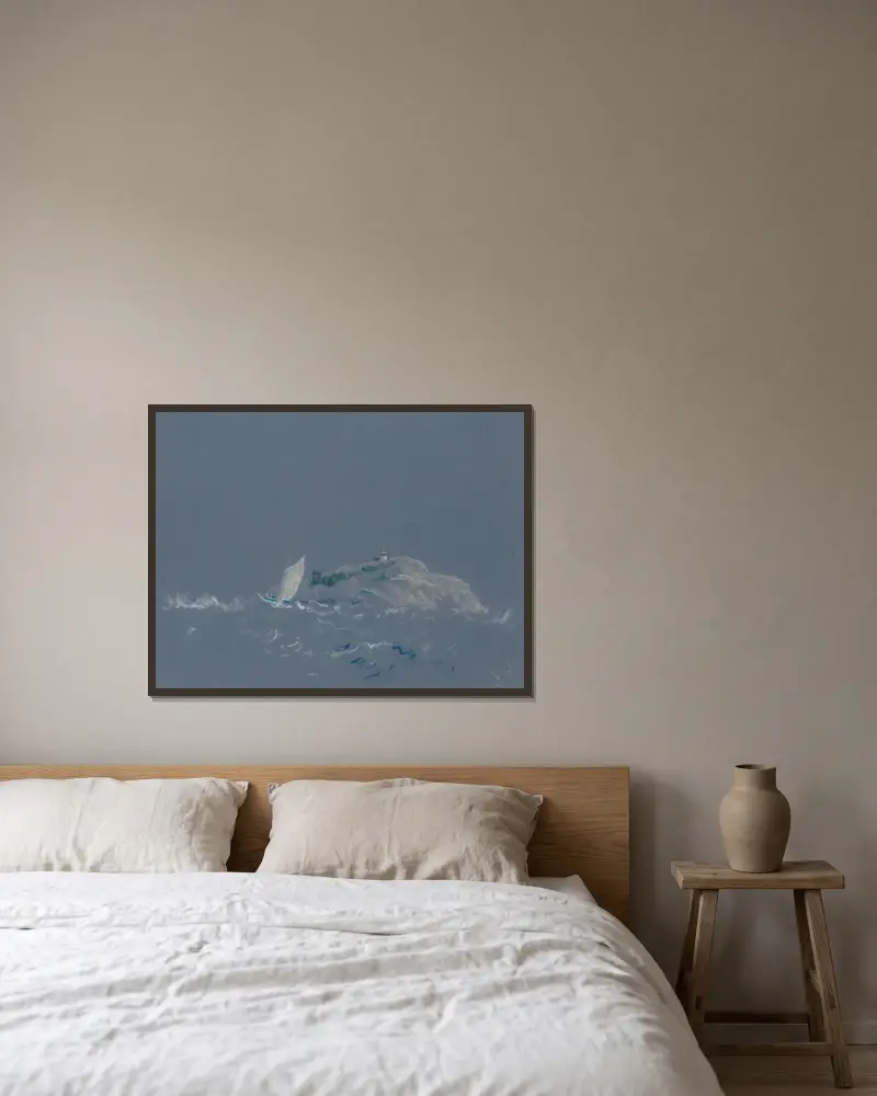 Leuchtturm von Bear Island von Arthur Bowen Davies gerahmt an einer Wand