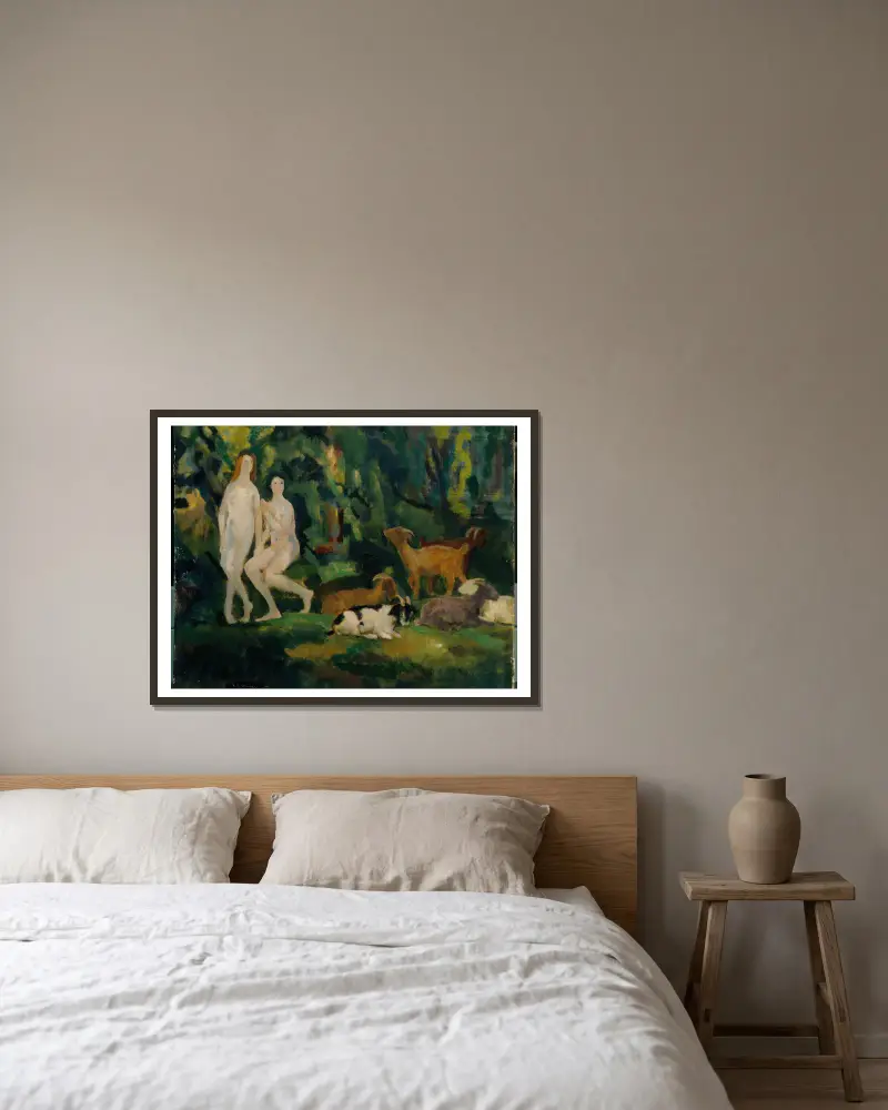 Tautropfen von Arthur Bowen Davies gerahmt an einer Wand
