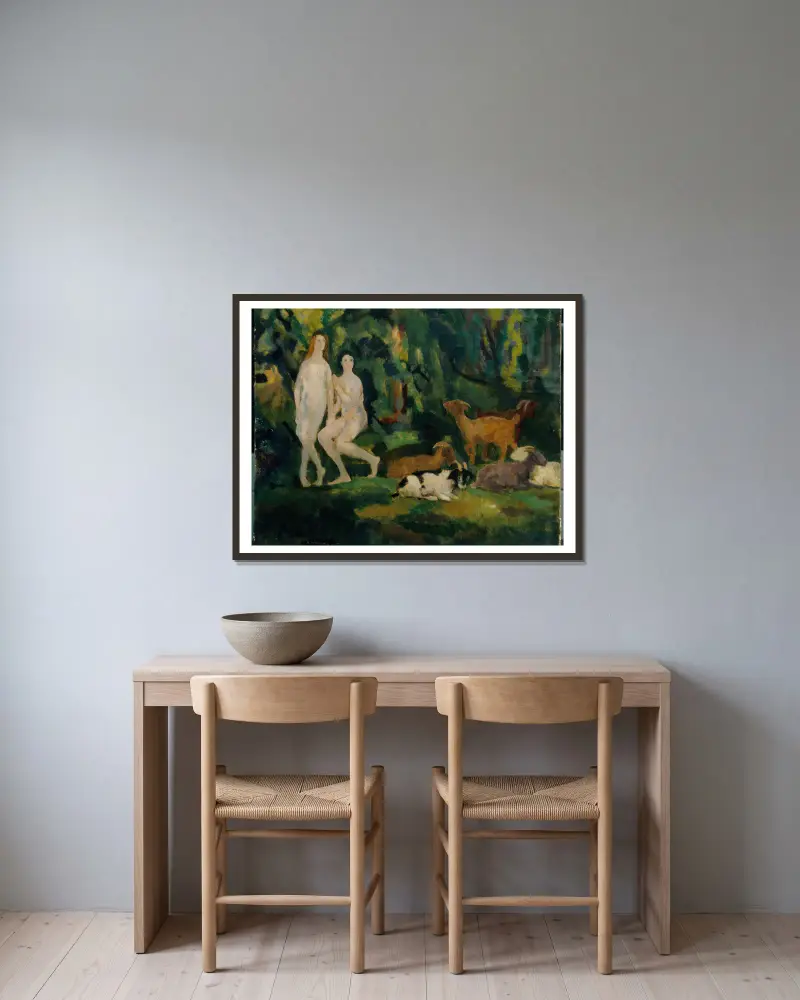 Tautropfen von Arthur Bowen Davies gerahmt an einer Wand
