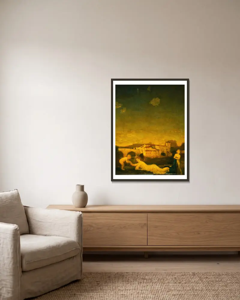 Viola Obligato von Arthur Bowen Davies gerahmt an einer Wand