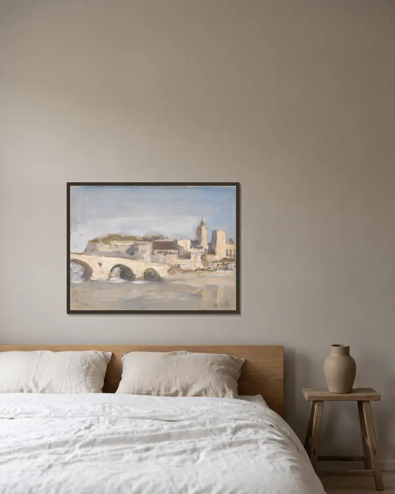 Avignon; Brücke über einen Fluss von Hercules Brabazon Brabazon gerahmt an einer Wand