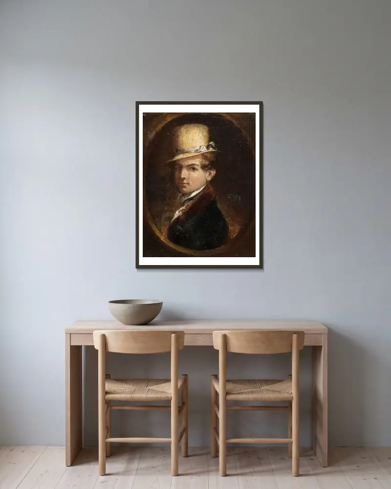 Porträtt av en man i hög hatt av Samuel Finley Breese Morse inramad på en vägg
