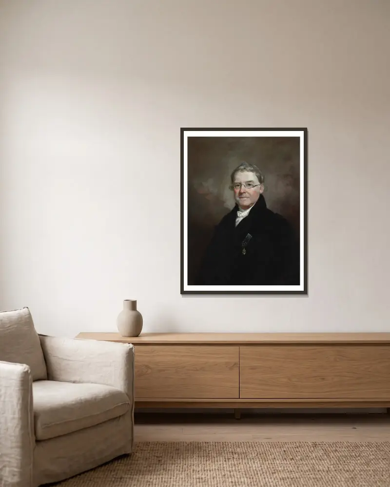 Porträtt av doktor James E. B. Finley av Samuel Finley Breese Morse inramad på en vägg