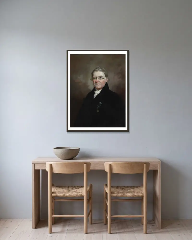 Porträtt av doktor James E. B. Finley av Samuel Finley Breese Morse inramad på en vägg