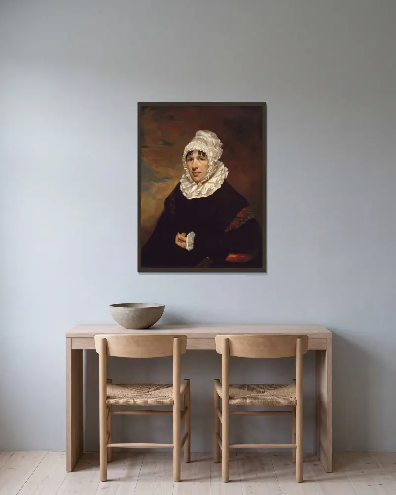 Porträtt av Mrs. John Earnest Poyas av Samuel Finley Breese Morse inramad på en vägg