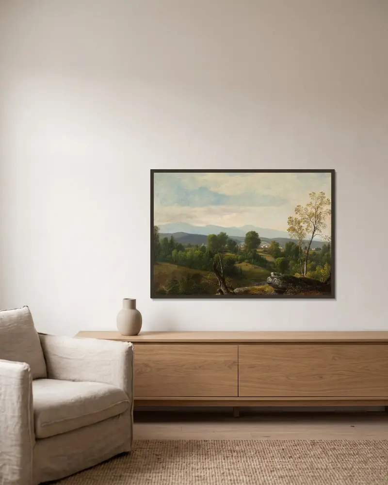 Utsikt över dalen av Asher Brown Durand inramad på en vägg