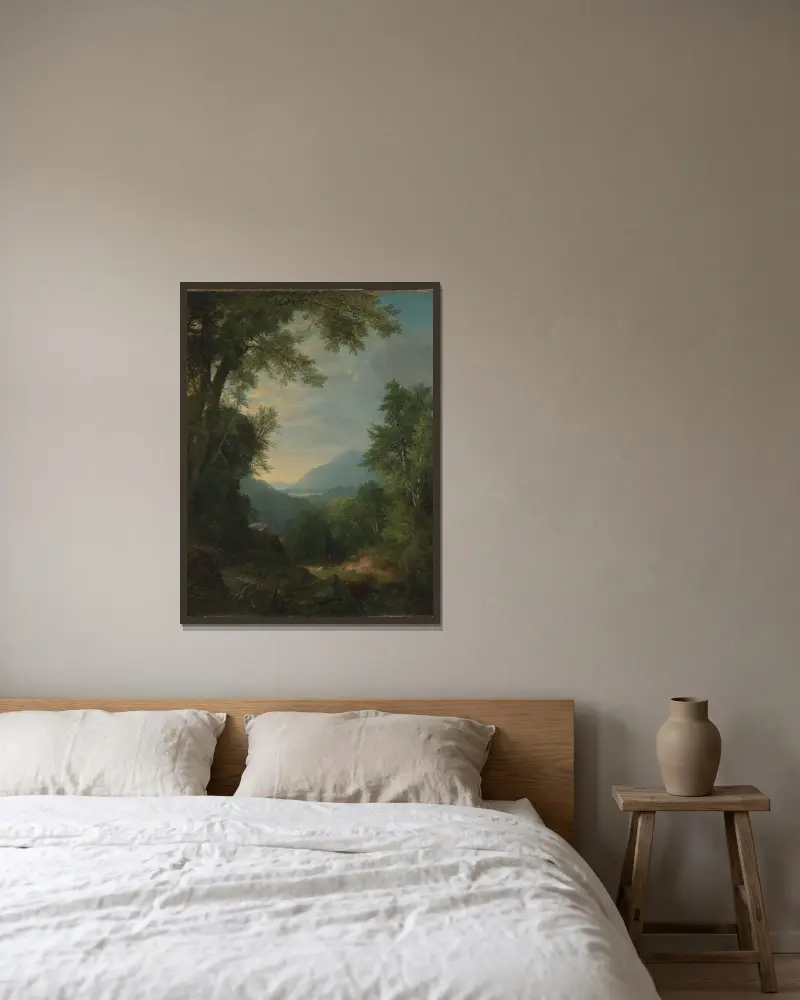 Landscape av Asher Brown Durand inramad på en vägg