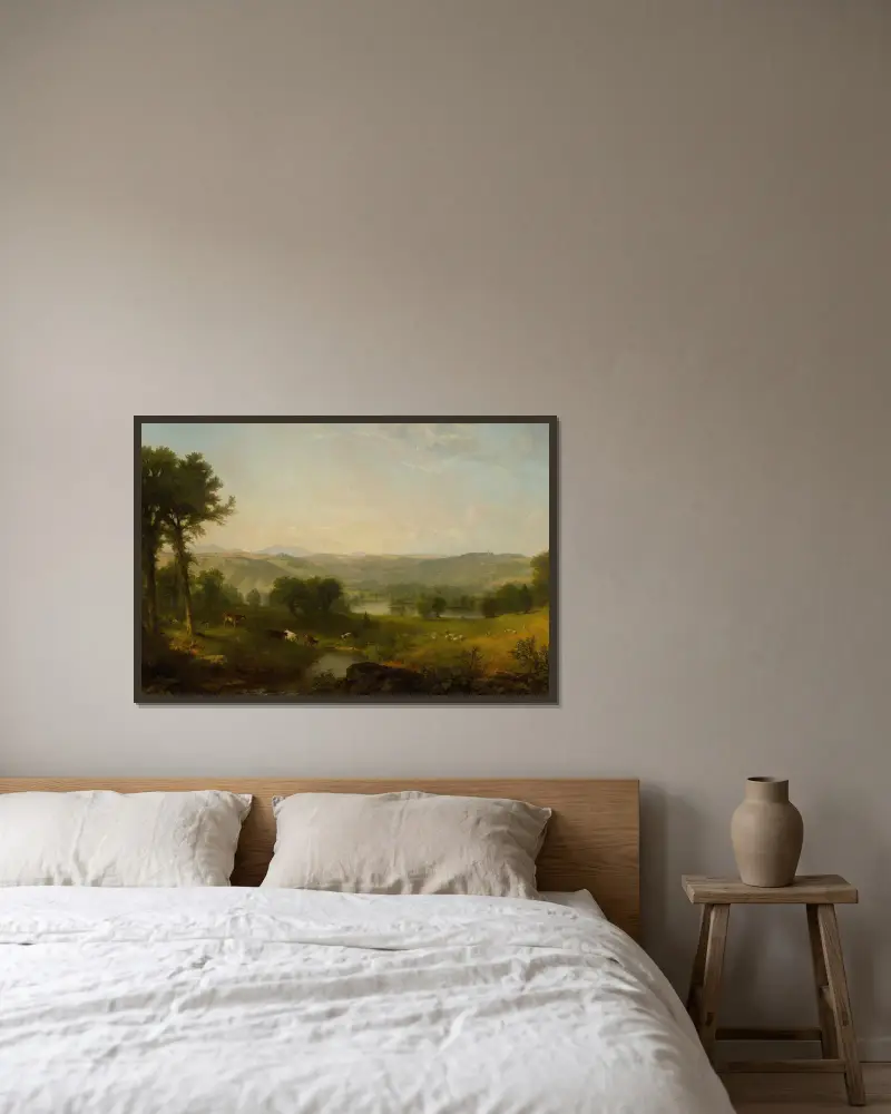 Pejzaż z krowami i owcami, Asher Brown Durand w ramie na ścianie