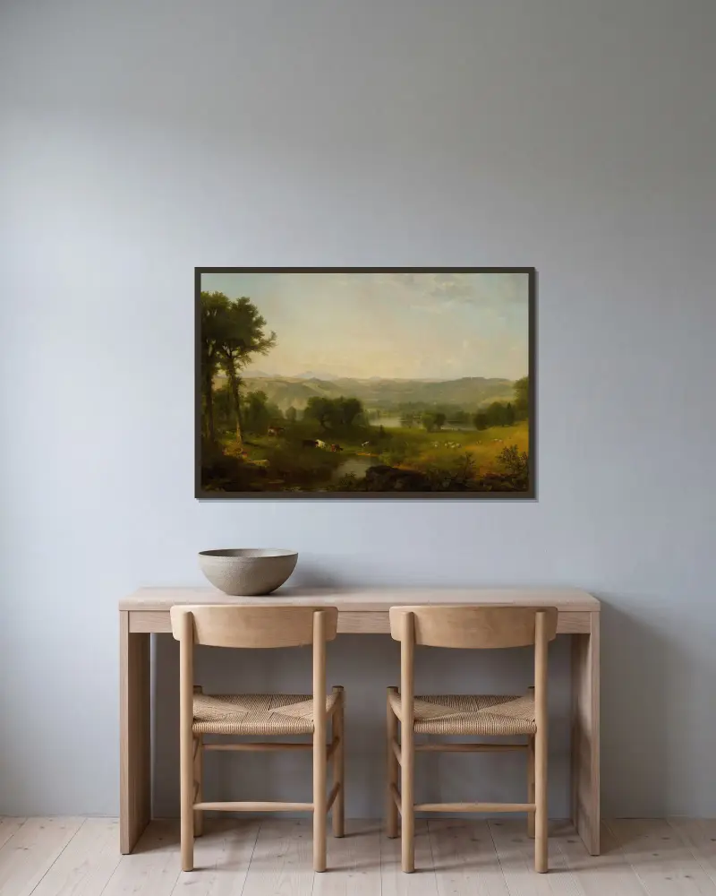 Pejzaż z krowami i owcami, Asher Brown Durand w ramie na ścianie