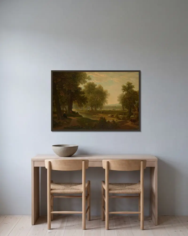Old man’s reminiscences. av Asher Brown Durand inramad på en vägg
