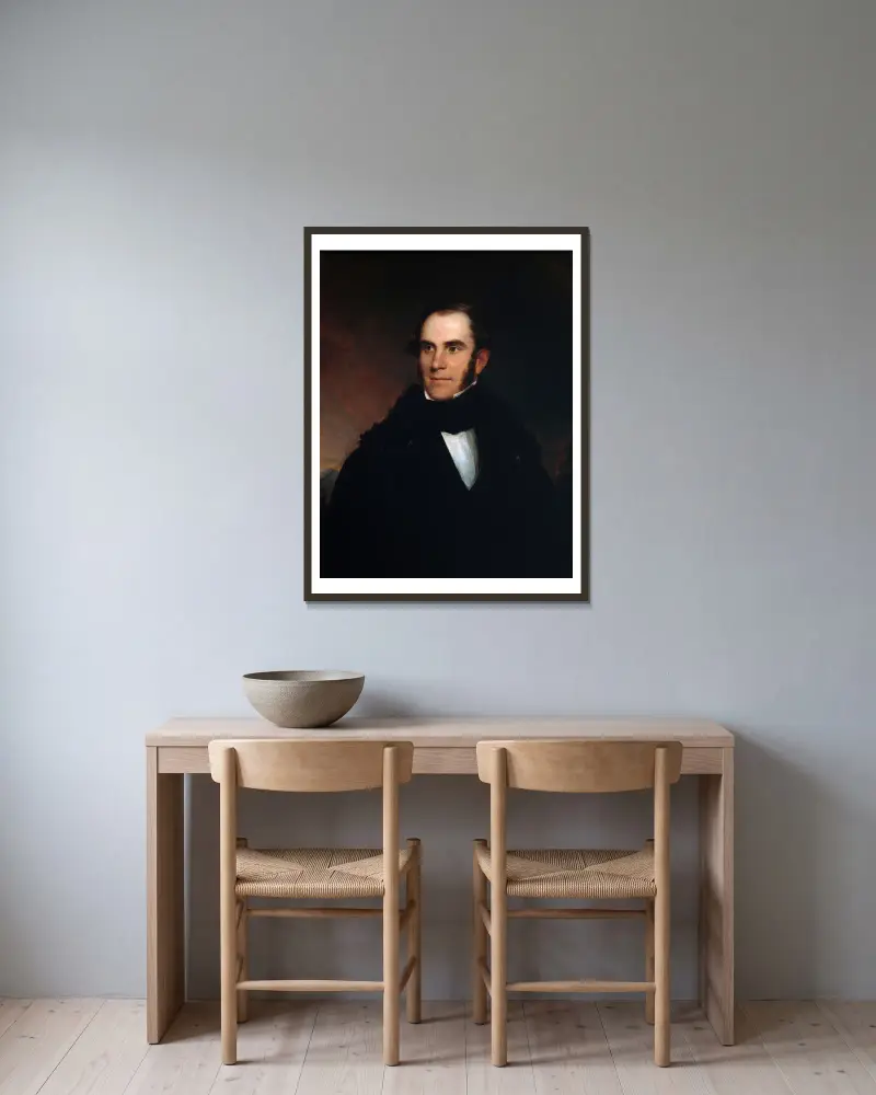 Porträtt av Thomas Cole av Asher Brown Durand inramad på en vägg