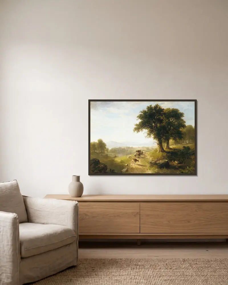 Scena nad rzeką, Asher Brown Durand w ramie na ścianie