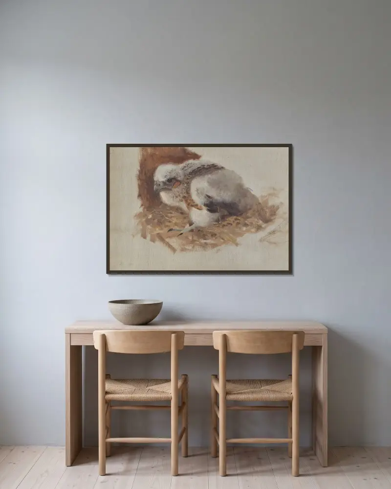 Detailstudie eines Wanderfalkennests von Bruno Liljefors gerahmt an einer Wand
