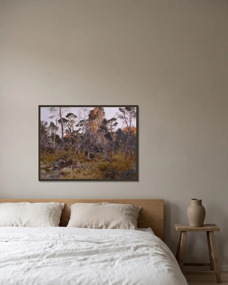 Elchjagd von Bruno Liljefors gerahmt an einer Wand