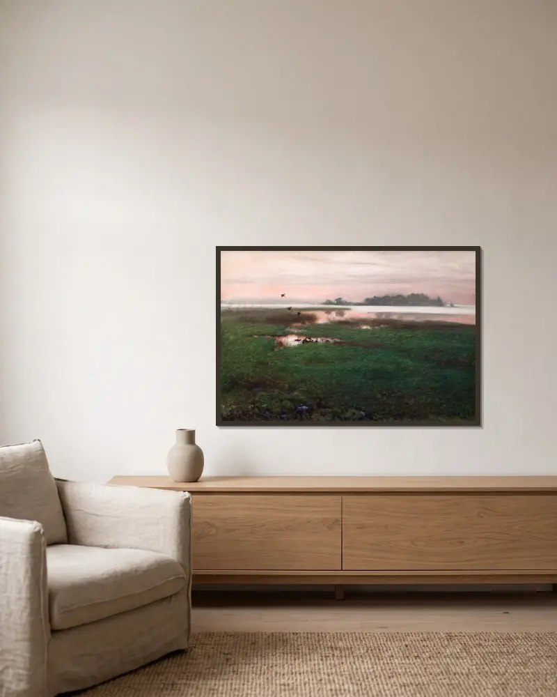 Abendlandschaft von Bruno Liljefors gerahmt an einer Wand