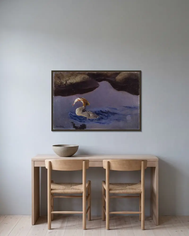 Weiblicher Gänsesäger von Bruno Liljefors gerahmt an einer Wand