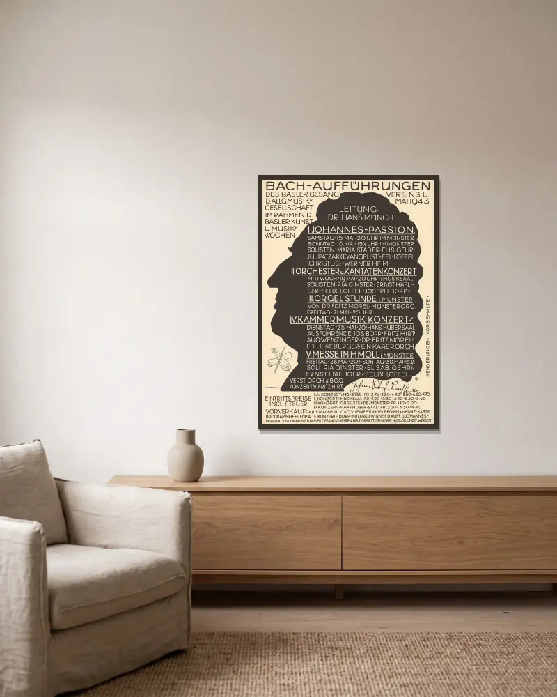Bach-Aufführungen von Burkhard Mangold gerahmt an einer Wand
