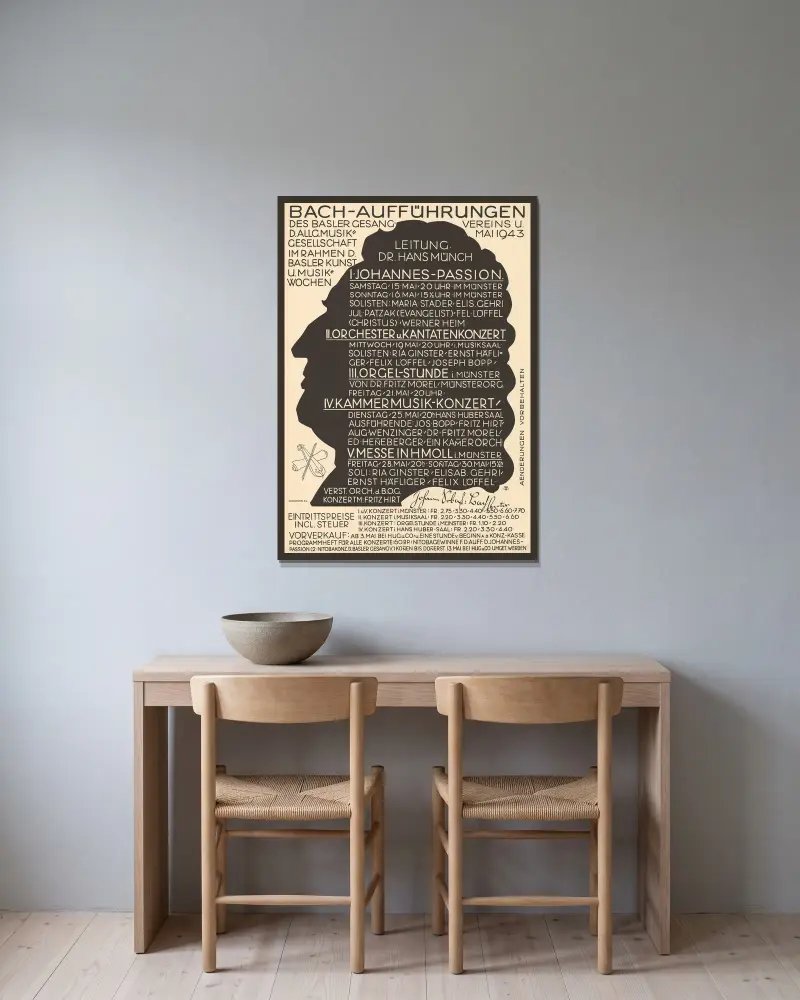 Bach-Aufführungen von Burkhard Mangold gerahmt an einer Wand
