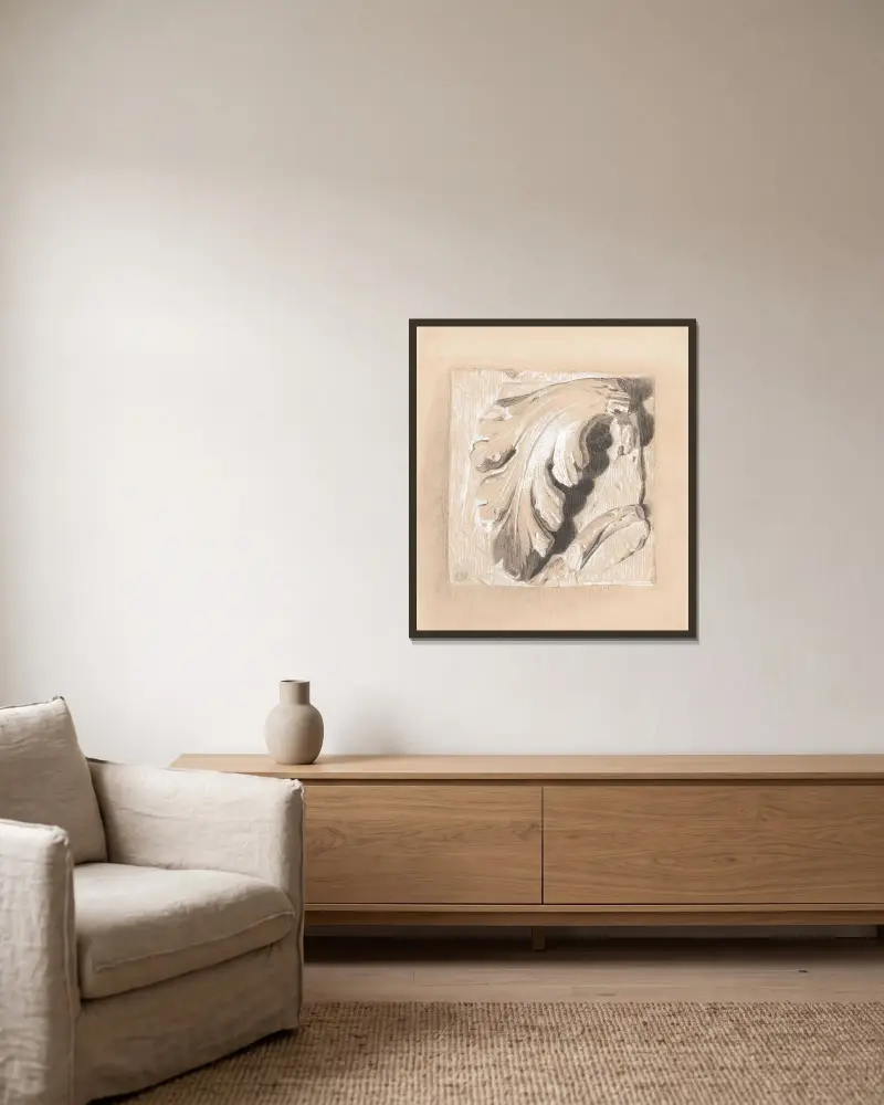 Fragment eines antiken Frieses von Sir Edward Coley Burne-Jones gerahmt an einer Wand
