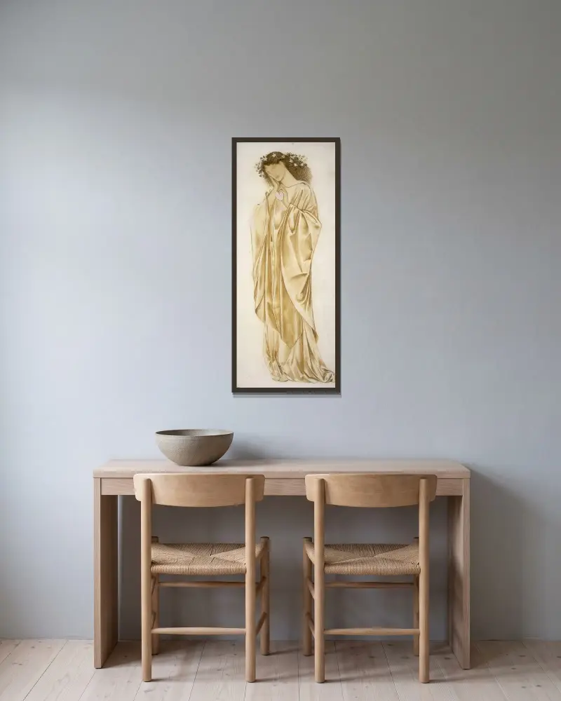 Ariadne av Sir Edward Coley Burne-Jones inramad på en vägg