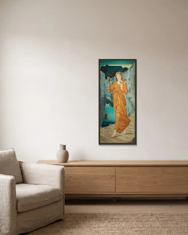 Aurora av Sir Edward Coley Burne-Jones inramad på en vägg