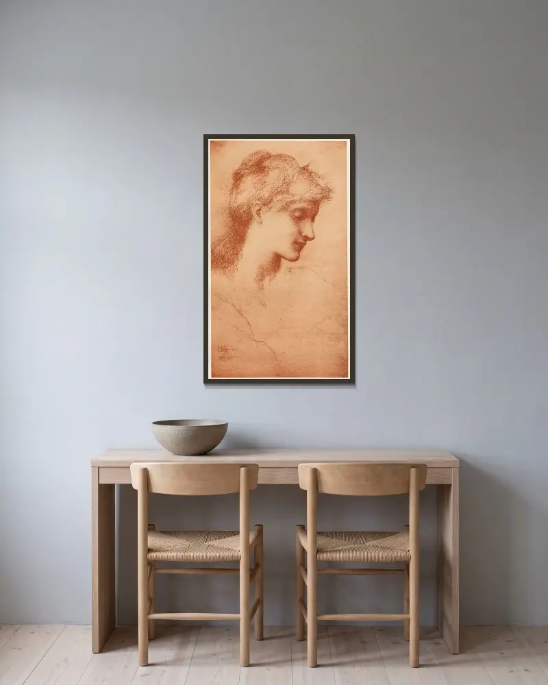 Beauty av Sir Edward Coley Burne-Jones inramad på en vägg
