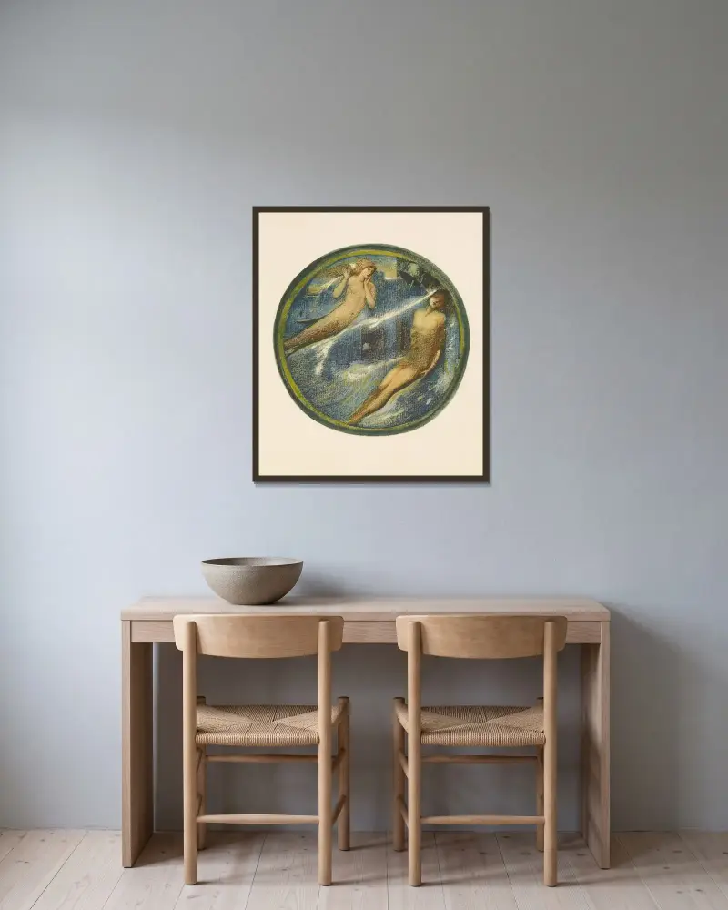 Das Grab des Meeres von Sir Edward Coley Burne-Jones gerahmt an einer Wand