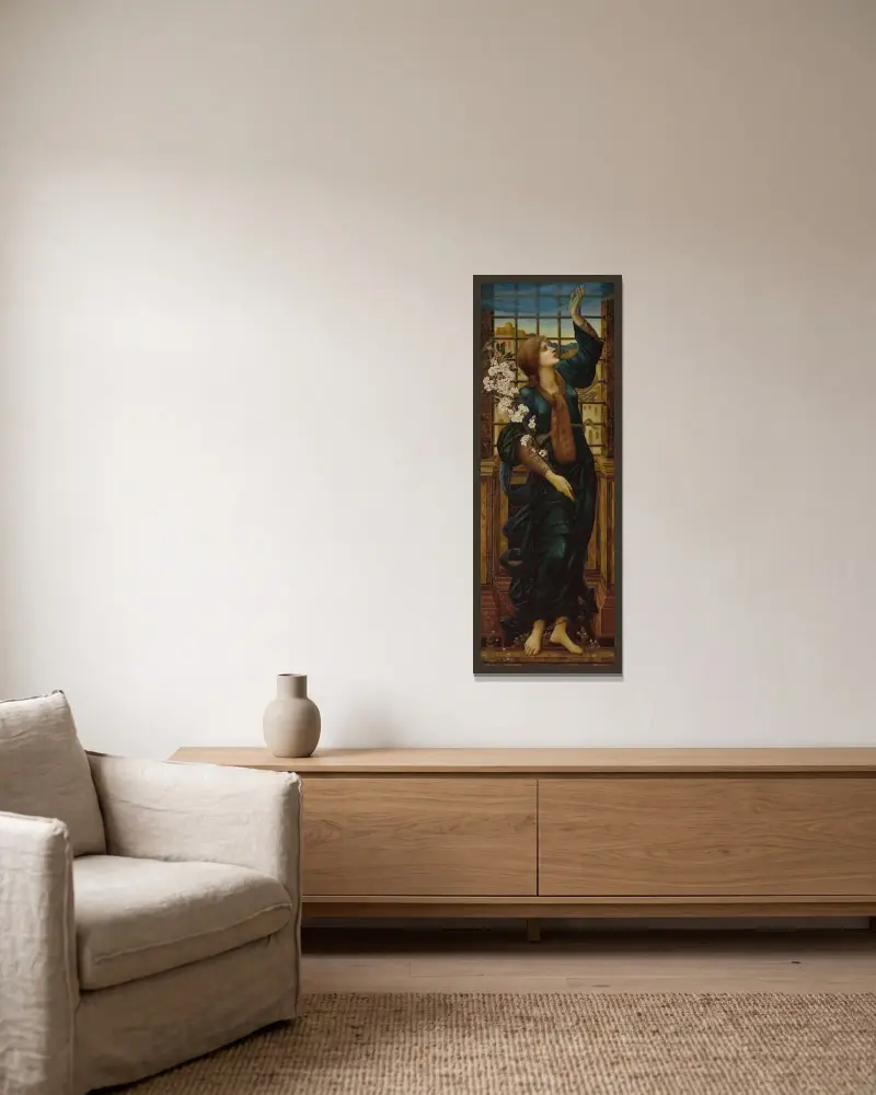 Hope av Sir Edward Coley Burne-Jones inramad på en vägg