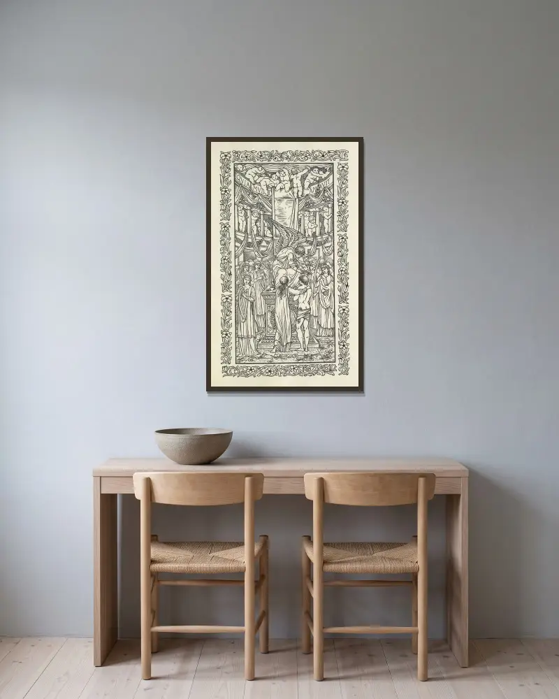 Die Liebe ist genug, oder, Die Befreiung des Pharamond; eine Moralität, 1898 – Nr. 2 von Sir Edward Coley Burne-Jones gerahmt an einer Wand