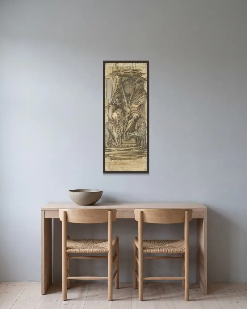 Odin av Sir Edward Coley Burne-Jones inramad på en vägg