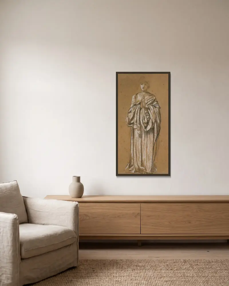 Standing Draped Figure av Sir Edward Coley Burne-Jones inramad på en vägg