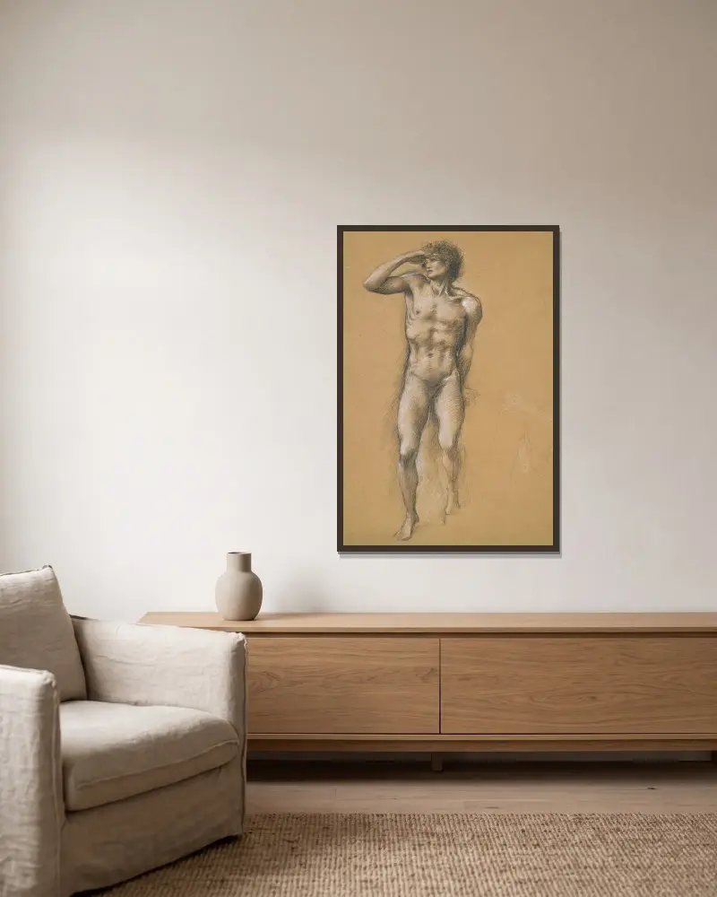 Perseus kallelse av Sir Edward Coley Burne-Jones inramad på en vägg