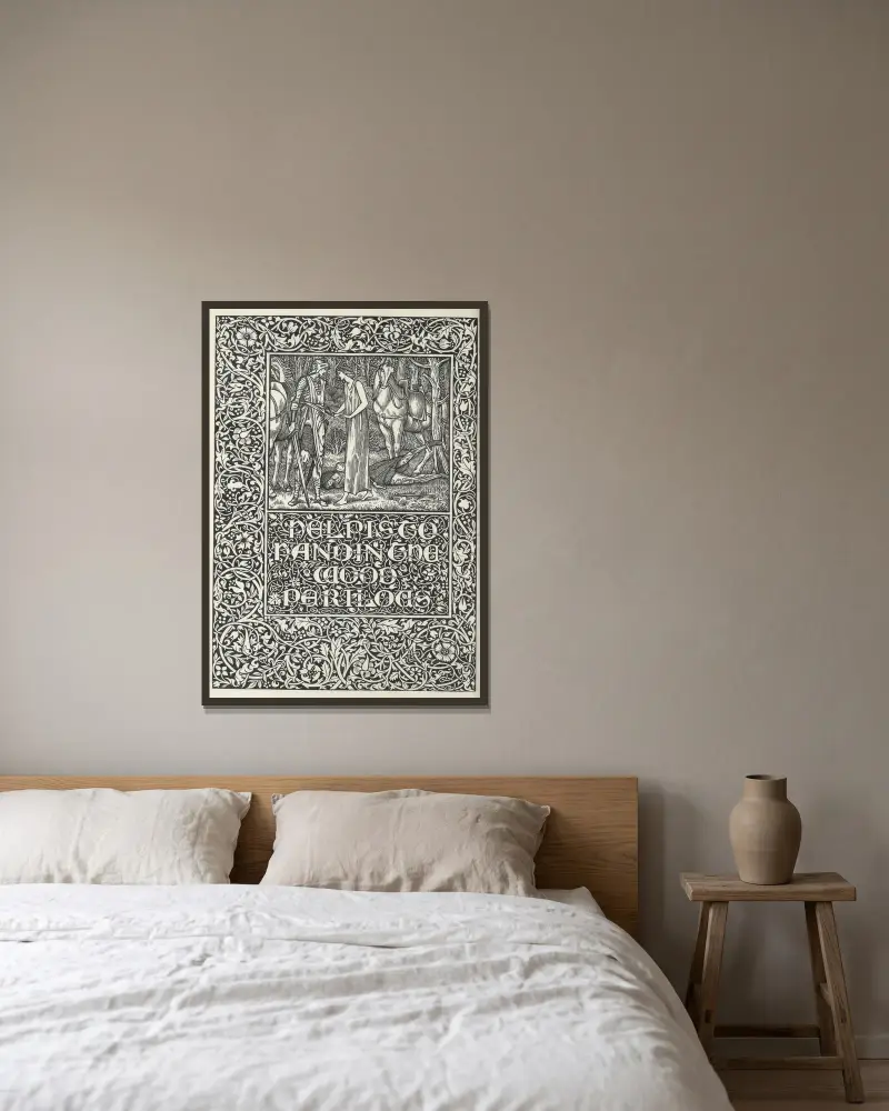 Der Brunnen am Ende der Welt – Hilfe ist nah im gefährlichen Wald von Sir Edward Coley Burne-Jones gerahmt an einer Wand